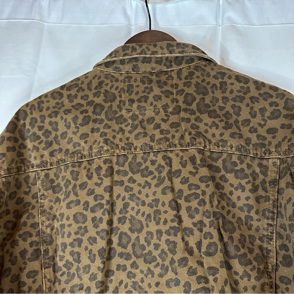 AMERICAN EAGLE Women’s Size XXL Denim Jean Jacket Coat Leopard Print Trucker - Picture 16 of 16